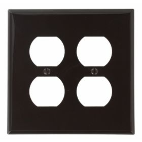 Leviton PJ82 Receptacle Wallplate, Midway Size, Gang 2, Brown