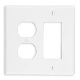 Leviton PJ826-W Combination Wallplate, Midway Size, Gang 2, White