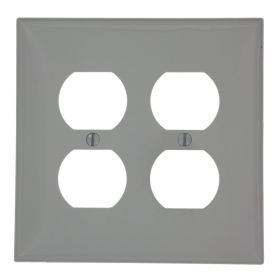 Leviton PJ82-GY Receptacle Wallplate, Midway Size, Gang 2, Gray