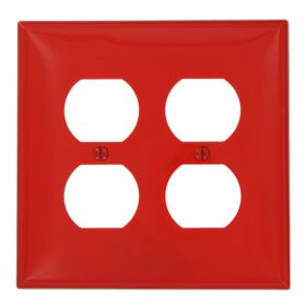 Leviton PJ82-R Receptacle Wallplate, Midway Size, Gang 2, Red