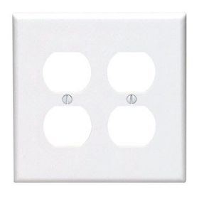 Leviton PJ82-W Receptacle Wallplate, Midway Size, Gang 2, White