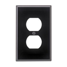 Leviton PJ8-E Receptacle Wallplate, Midway Size, Gang 1, Black