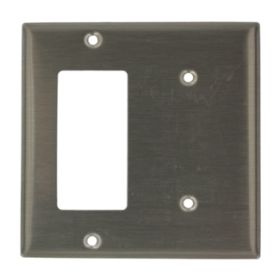 Leviton S1426-N Combination Wallplate, Standard Size, Gang 2, Stainless Steel