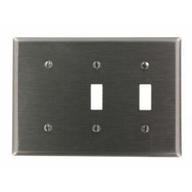 Leviton S214-N Combination Wallplate, Standard Size, Gang 3, Stainless Steel