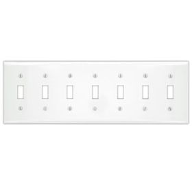 Leviton S601-W Switch Wallplate, Standard Size, Gang 7, White