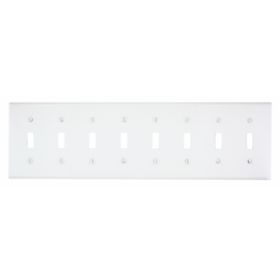 Leviton S602-W Switch Wallplate, Standard Size, Gang 8, White