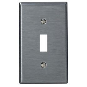 Leviton SSJ1-40 Switch Wallplate, Midway Size, Gang 1, Stainless Steel