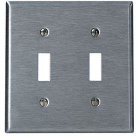 Leviton SSJ2-40 Switch Wallplate, Midway Size, Gang 2, Stainless Steel