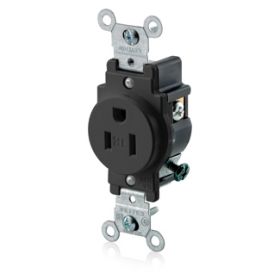 Leviton T5015-E Commercial Grade Tamper-Resistant Single Receptacle, 15 Amp, 125 Volt