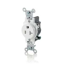 Leviton T5020-W Commercial Grade Tamper-Resistant Duplex Receptacle, 20 Amp, 125 Volt