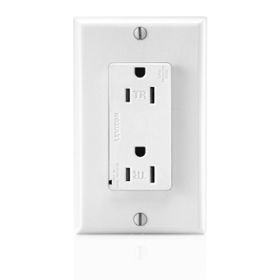 Leviton T5280-W Surge Protector Receptacle, 15 Amp, 125 Volt, 5-15R NEMA, White