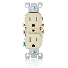 Leviton T5320-I Tamper-Resistant Duplex Receptacle, 15 Amp, 125 Volt