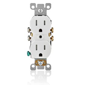 Leviton T5320-SW Tamper-Resistant Duplex Receptacle, 15 Amp, 125 Volt