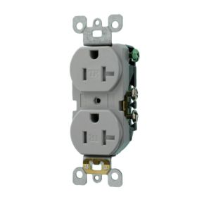 Leviton T5820-GY Residential Grade Tamper-Resistant Duplex Receptacle, 20 Amp, 125 Volt