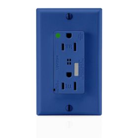 Leviton T8280-B Surge Protector Receptacle, 15 Amp, 125 Volt, 5-15R NEMA, Blue