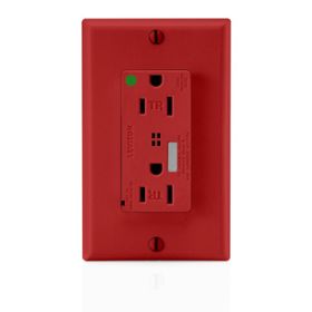 Leviton T8280-R Surge Protector Receptacle, 15 Amp, 125 Volt, 5-15R NEMA, Red