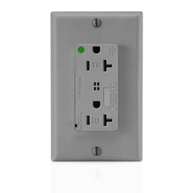 Leviton T8380-GY Surge Protector Receptacle, 20 Amp, 125 Volt, 5-20R NEMA, Gray