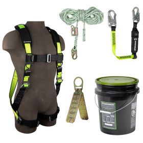 Safewaze FS120-3-S/M PRO Bucket Roof Kit: FS280-S/M Harness, FS700-50GA VLL, FS560-3 Lanyard, FS870 Anchor