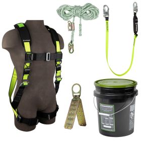 Safewaze FS120-S/M PRO Bucket Roof Kit: FS280-S/M Harness, FS700-50GA VLL, FS560 Lanyard, FS870 Anchor