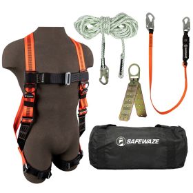 Safewaze FS121-E V-Line Bag Roof Kit: FS99280-E Harness, FS700-50GA VLL, FS88560-E Lanyard, FS870 Anchor, FS8175 Bag