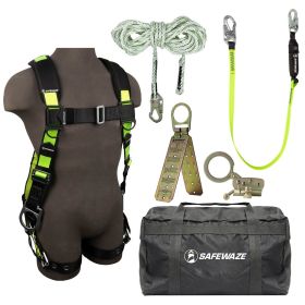 Safewaze FS123-L/XL PRO Bag Kit: FS285-L/XL Harness, FS700-50 VLL, FS1120 Grab, FS560 Lanyard, FS870 Anchor, FS8175 Bag