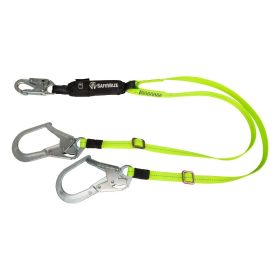 Safewaze FS566-AJ PRO 4'-6' Adjustable Energy Absorbing Lanyard: Dual Leg, Rebar Hooks