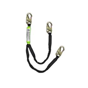 Safewaze FS571 PRO 6' Stretch Energy Absorbing Lanyard: Dual Leg, Snap Hooks