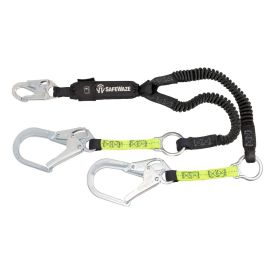 Safewaze FS578 PRO 6' Stretch Energy Absorbing Lanyard: Rebar Hook, Rescue Ring