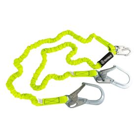 Safewaze FS596 PRO 6' Stretch Internal Energy Absorbing Lanyard: Dual Leg, Rebar Hooks