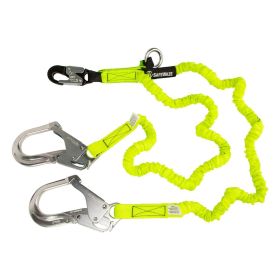 Safewaze FS66150-ALU PRO 6' Stretch Internal Energy Absorbing Lanyard: Dual Leg, O-Ring, Alu Rebar Hooks