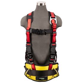 Safewaze FS77635-OD-L/XL Oil & Gas Full Body Harness: 1D, Derrick Belt, Alu QC Chest, FD, TB Legs