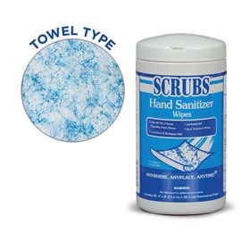 Scrubs 90985 Hand Sanitizer Wipes, 6 x 8, 85 Wipe Container