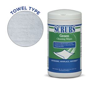 Scrubs® 91856 Green Cleaning Wipes, 6" x 10.5", 50 Wipe Container