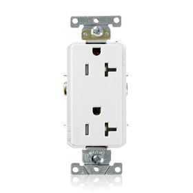 Leviton TDR20-W Commercial Grade Decora Receptacle, 20 Amp, 125 Volt