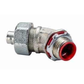 Topaz 235S 45 DEG Angle Liquidtight Connector, Malleable Iron, 1-1/2"