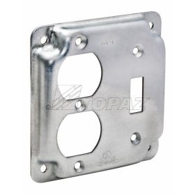 Topaz C2242 4S Industrial Box Cover 4" (1) Duplex (1) Toggle Switch Galvanized Steel Square