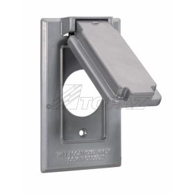 Topaz WCV11 Receptacle Switch Cover, Die Cast Aluminum, Rectangle, Gray