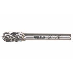 Walter 01V061 Carbide Burr, Cylindrical Round Nose SC-3, 3/8 x 3/4, 1/4 Shank, Non-Ferrous