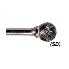 Walter 01V063 Carbide Burr, Ball SD-5, 1/2 x 1/2, 1/4 Shank, Non-Ferrous