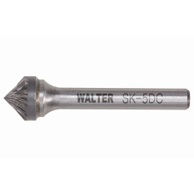 Walter 01V067 Carbide Burr, Cone 90° SK-3, 3/8 x 1/5, 1/4 Shank, Double Cut