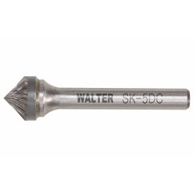 Walter 01V068 Carbide Burr, Cone 90° SK-5, 1/2 x 1/4, 1/4 Shank, Double Cut