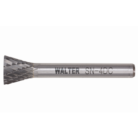 Walter 01V071 Carbide Burr, Inverted Cone SN-2, 1/4 x 3/4, 1/4 Shank, Double Cut