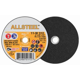 Walter 11W312 ALLSTEEL Mini Cut-Off Wheel, 3" x 1/16" x 1/4", Type 1, A-46