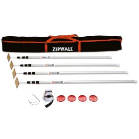 Zipwall SLP4 12' Anodized Aluminum Spring-Loaded Poles, 4PK